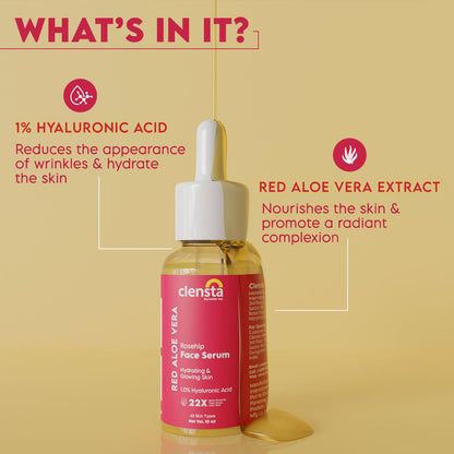 Mamaearth Ultra Light Indian Sunscreen SPF 50+++ with Carrot Seed & Turmeric 50g + Clensta Red Aloe Vera Rosehip Oil & 1% Hyaluronic Acid Face Serum For Hydrating & Glowing Skin 10ml | COMBO
