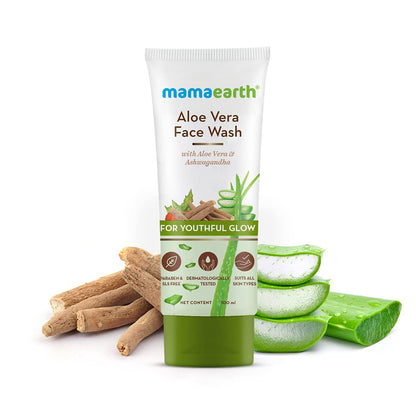 Mamaearth Aloe Vera Face Wash 100ml + Clensta Red Aloe Vera Exfoliating Face Scrub (100 Gm) | COMBO.