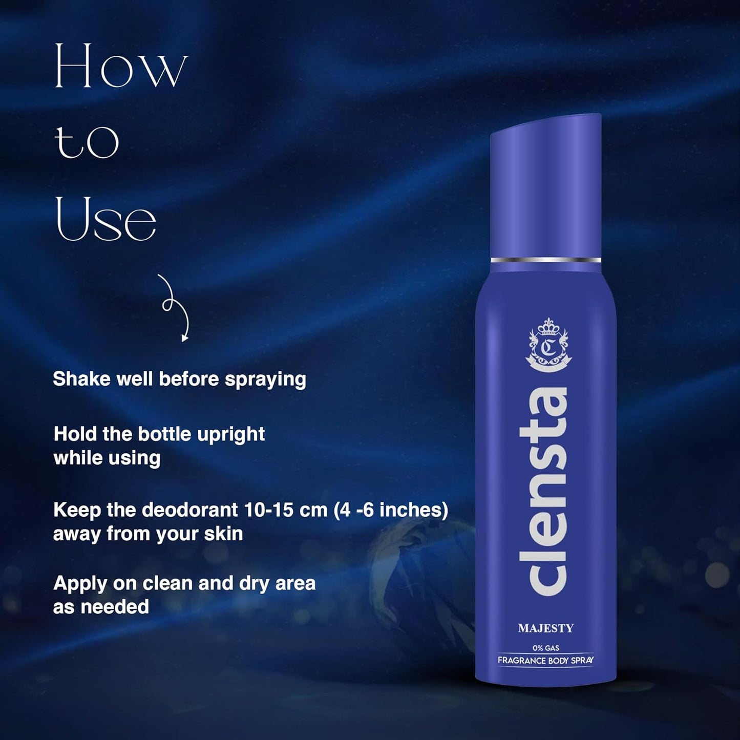 Clensta Majesty 0% No Gas Deodorant for Men 150ml Body Spray Long Lasting | No Gas Deo for Men