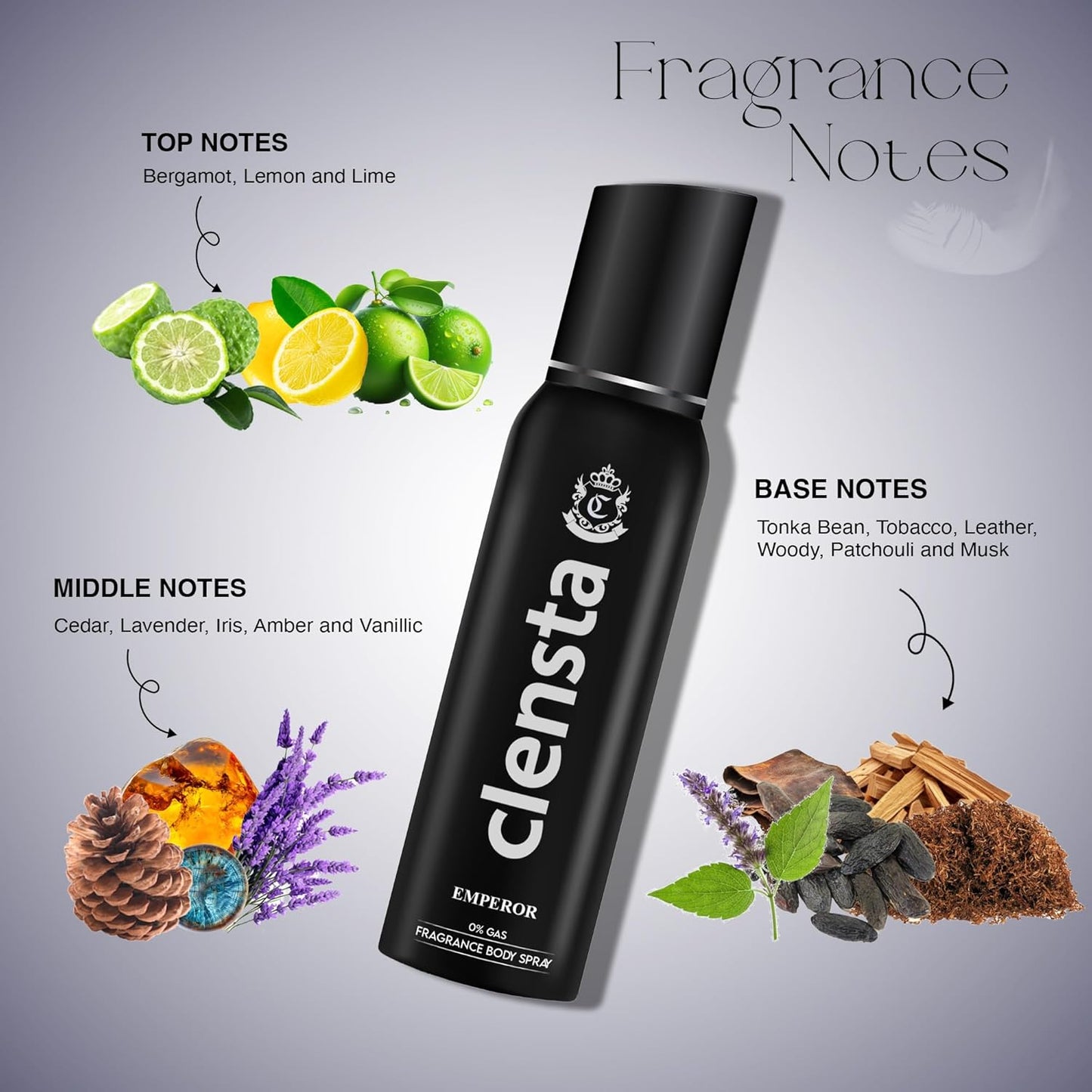 Clensta Emperor 0% No Gas Deodorant for Men 150ml Body Spray Long Lasting | No Gas Deo for Men