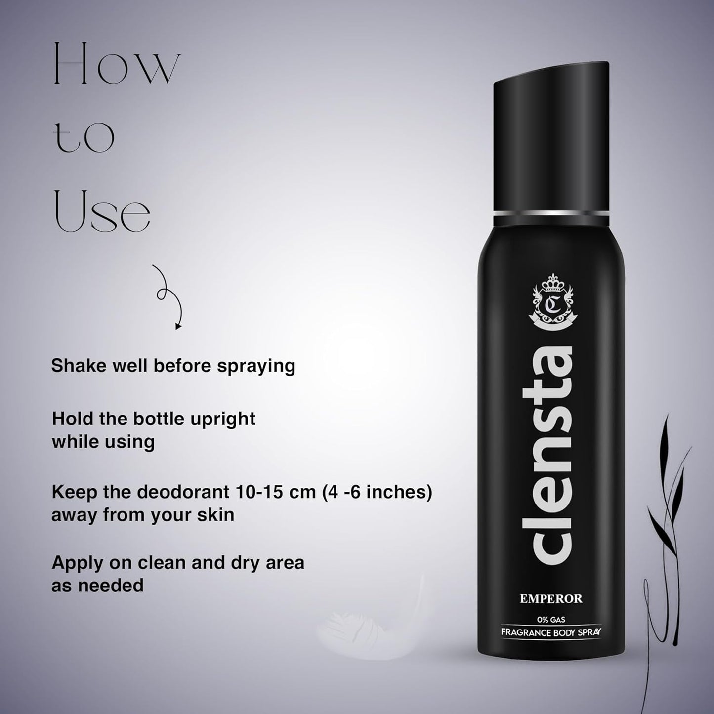 Clensta Emperor 0% No Gas Deodorant for Men 150ml Body Spray Long Lasting | No Gas Deo for Men
