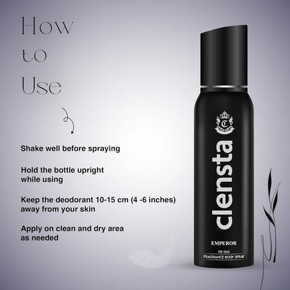 Clensta Emperor 0% No Gas Deodorant for Men 150ml Body Spray Long Lasting | No Gas Deo for Men