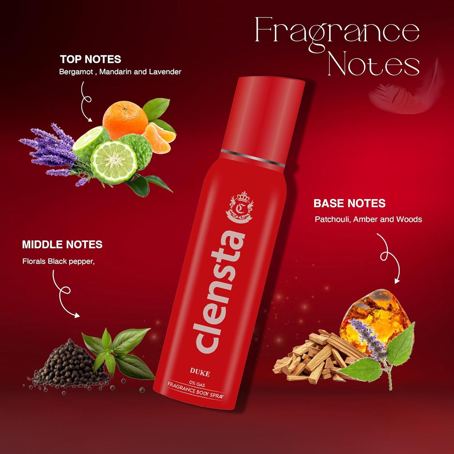 Clensta Duke 0% No Gas Deodorant for Men 150ml Body Spray Long Lasting | No Gas Deo for Men