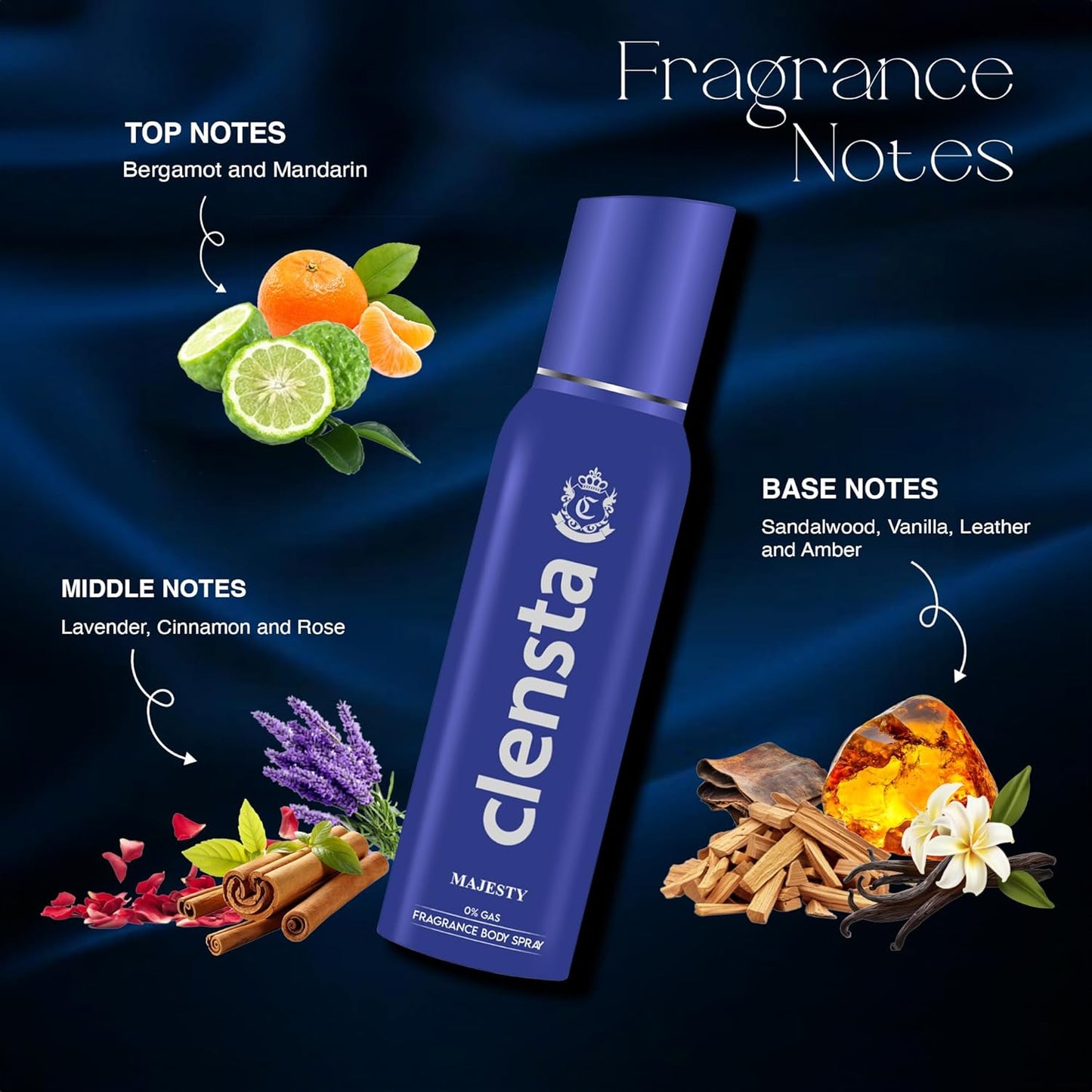 Clensta Majesty 0% No Gas Deodorant for Men 150ml Body Spray Long Lasting | No Gas Deo for Men