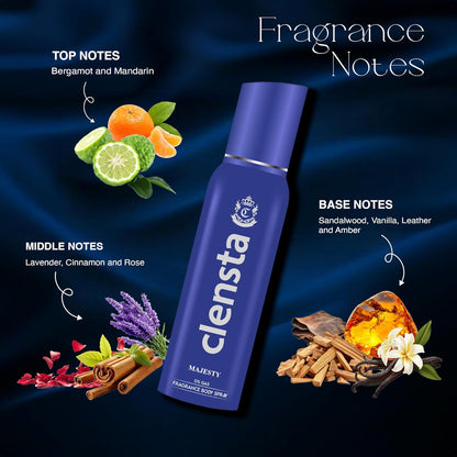 Clensta Majesty 0% No Gas Deodorant for Men 150ml Body Spray Long Lasting | No Gas Deo for Men