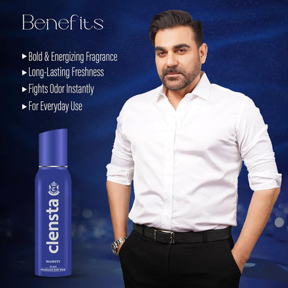 Clensta Majesty 0% No Gas Deodorant for Men 150ml Body Spray Long Lasting | No Gas Deo for Men