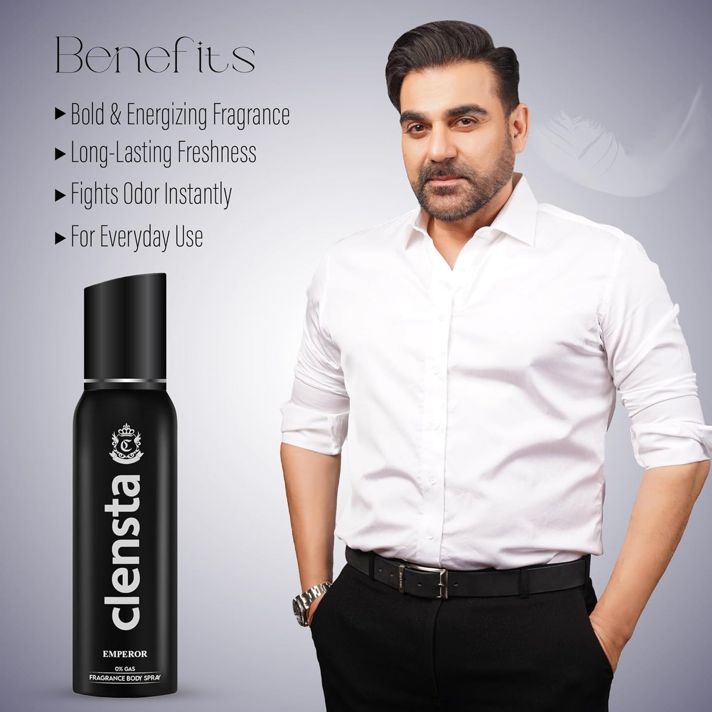 Clensta Emperor 0% No Gas Deodorant for Men 150ml Body Spray Long Lasting | No Gas Deo for Men