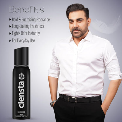 Clensta Emperor 0% No Gas Deodorant for Men 150ml Body Spray Long Lasting | No Gas Deo for Men