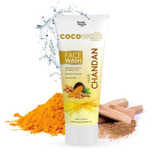 Cocowalk Haldi Chandan Face Wash for Men Women 100gm All Skin Types | Brightens Skin & Fades Tan | Refresh & Cleanse