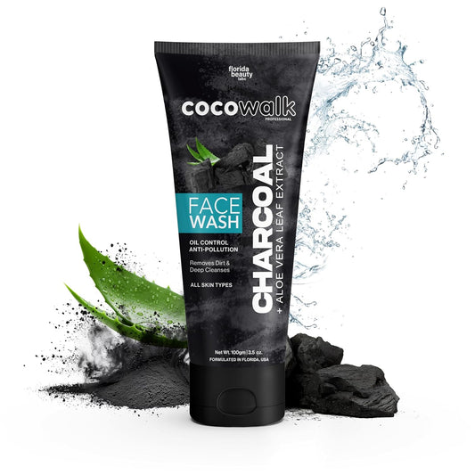 Cocowalk Charcoal Face Wash for Women Men 100gm All Skin Types | Oil Control + Anti Pollution | Removes Dirt & Deep Cleanses | Charcoal + Aloe Vera Leaf Extract