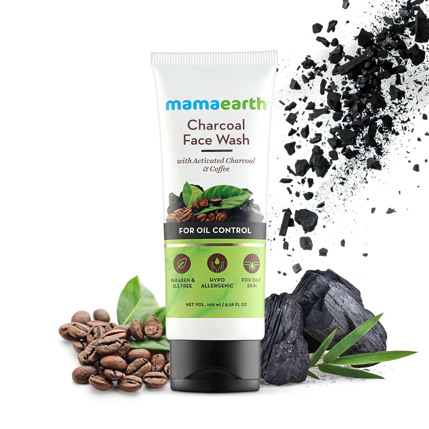 Mamaearth Charcoal Face Wash with Activated Charcoal & Coffee for Oil Control (100ml) + Clensta Red Aloe Vera Exfoliating Face Scrub (100 Gm) | COMBO.