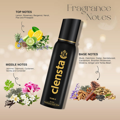 Clensta Noble 0% No Gas Deodorant for Men 150ml Body Spray Long Lasting | No Gas Deo for Men