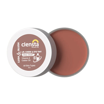 Mamaearth Ubtan Natural Face Wash with Turmeric & Saffron 100ml + Clensta Lush Lip, Cheek & Eye Tint - Coral Crush 06 (5 Gm) | COMBO