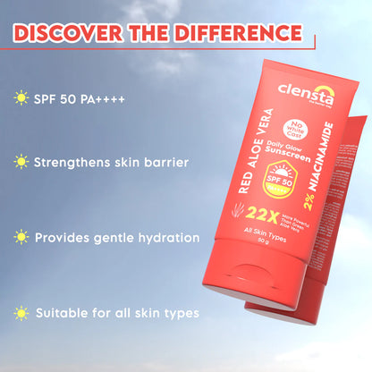 Mamaearth Rice Water  Face Wash 100ml + Clensta Red Aloe Vera Daily Glow Sunscreen Spf 50 (50gm) | COMBO.