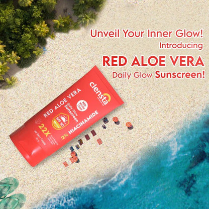 Mamaearth Rice Water  Face Wash 100ml + Clensta Red Aloe Vera Daily Glow Sunscreen Spf 50 (50gm) | COMBO.