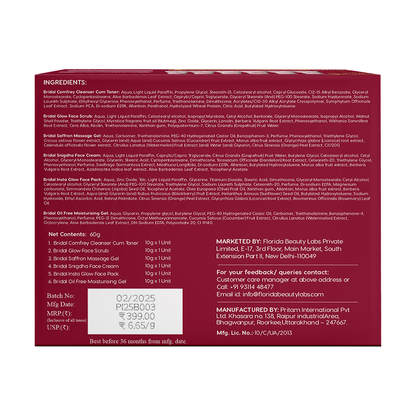 Cocowalk  Bridal Facial Kit 80g | 8 Steps | Brightening & Repair | Almond Oil & Cherry Extract.