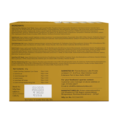 Cocowalk Professional Gold Facial Kit 60g | 6 Steps | Brightening & Repair | Gold & Rosemary Extract.
