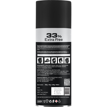 Keywest Charcoal Shaving Foam for Men, 385g (33% Extra) | More than 100 shaves | Activated Charcoal and Aloe vera extract | Prime Exclusive Foam