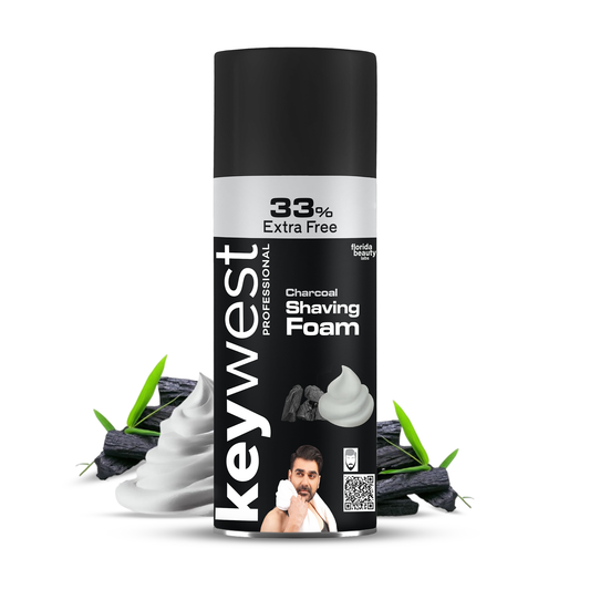 Keywest Charcoal Shaving Foam for Men, 385g (33% Extra) | More than 100 shaves | Activated Charcoal and Aloe vera extract | Prime Exclusive Foam