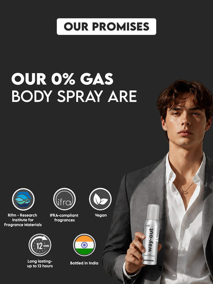 Clensta Emperor 0% No Gas Deodorant for Men 150ml Body Spray Long Lasting | No Gas Deo for Men