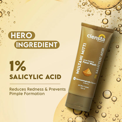 Mamaearth Multani Mitti Face Wash with Multani Mitti & Bulgarian Rose For Oil Control & Acne 100 ml + Clensta Multani Mitti Acne Control Face Wash (100 Gm). | COMBO |