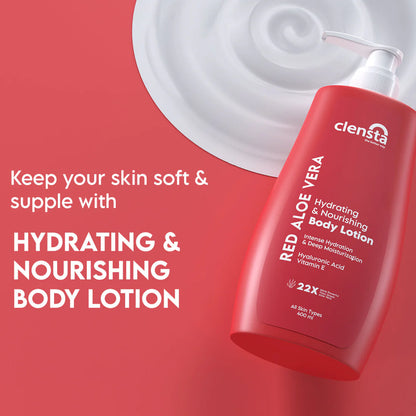 Mamaearth Vitamin C Daily Glow Face Cream 80g + Clensta Red Aloe Vera Hydrating & Nourishing Body Lotion (400 Ml) | COMBO