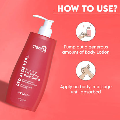 Mamaearth Vitamin C Daily Glow Face Cream 80g + Clensta Red Aloe Vera Hydrating & Nourishing Body Lotion (400 Ml) | COMBO