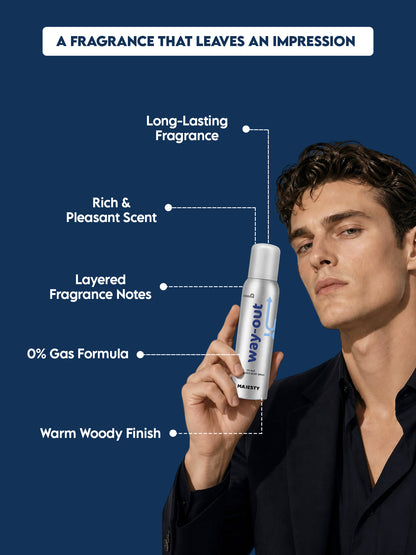 Clensta Majesty 0% No Gas Deodorant for Men 150ml Body Spray Long Lasting | No Gas Deo for Men