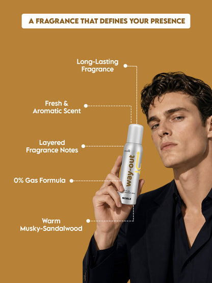 Clensta Noble 0% No Gas Deodorant for Men 150ml Body Spray Long Lasting | No Gas Deo for Men