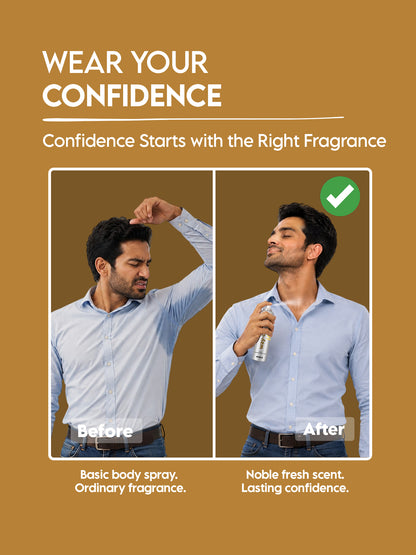 Clensta Noble 0% No Gas Deodorant for Men 150ml Body Spray Long Lasting | No Gas Deo for Men