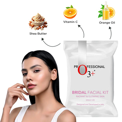 O3+ Bridal Facial Kit for Radiant & Glowing Skin - Suitable for All Skin Types (60g+69ml) Single Use