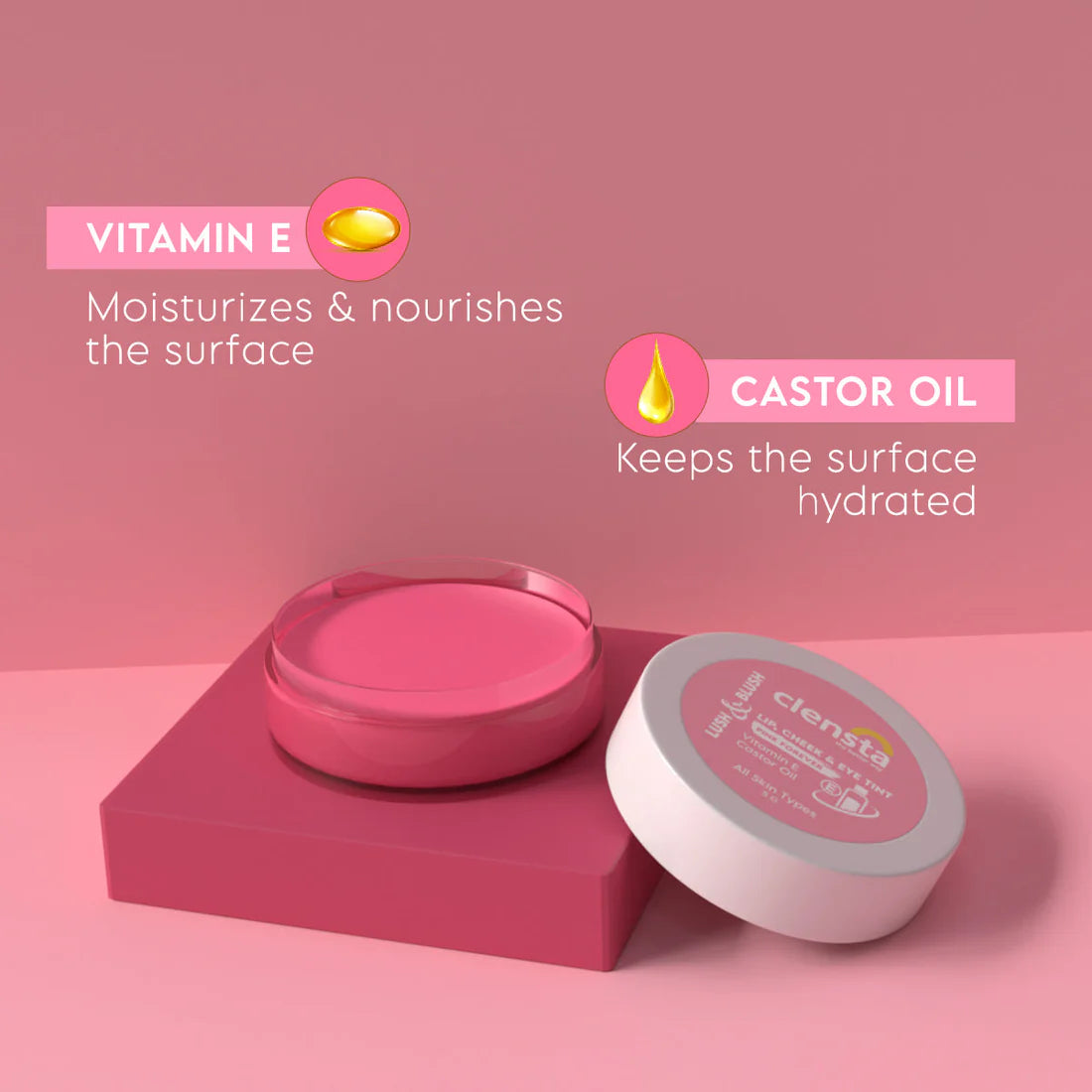 Mamaearth Ubtan Natural Face Wash with Turmeric & Saffron 100ml + Clensta Lush Lip, Cheek & Eye Tint - Pink Forever 03 (5 Gm) | COMBO