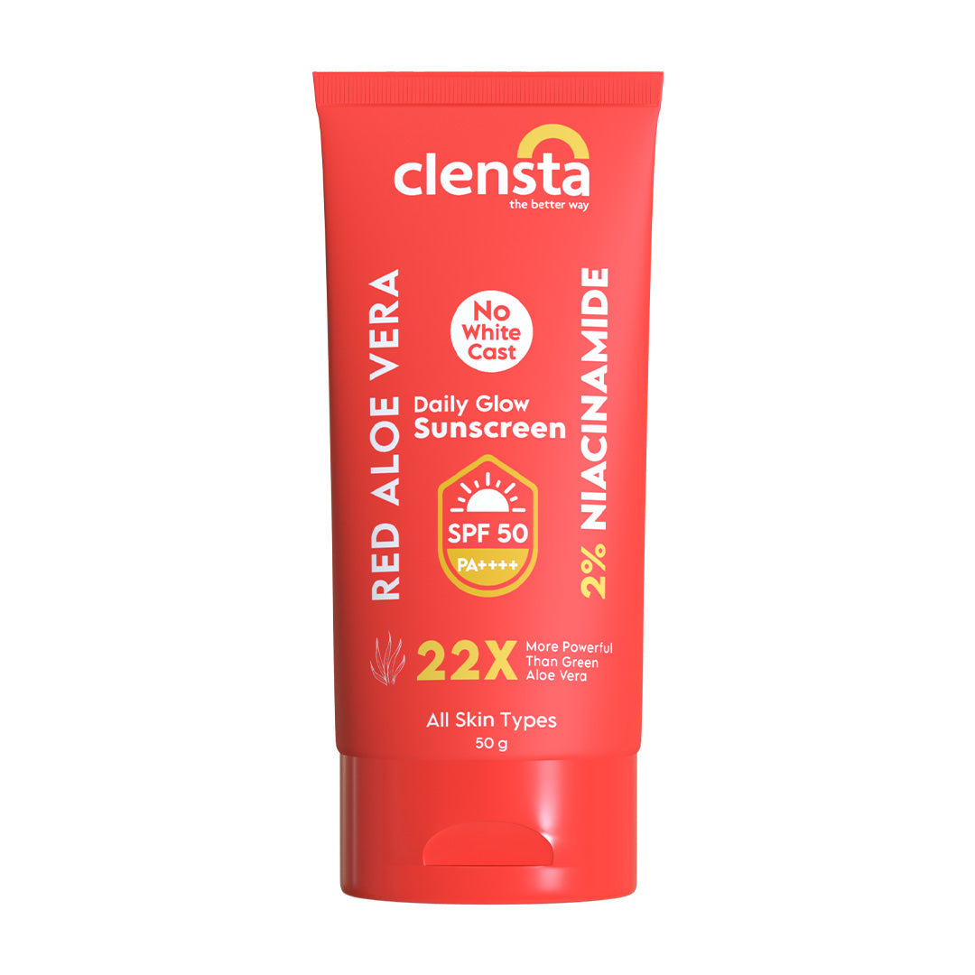 Clensta Red Aloe Vera Daily Glow Sunscreen Spf 50 (50 Gm) – Shop Salon ...